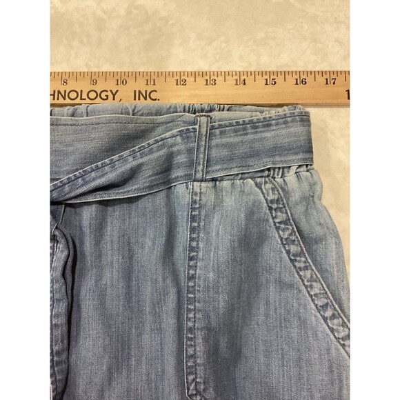 Express Chambray Belted Pockets 100% Cotton Skirt Sz M Stretch Hippie - Picture 3 of 8